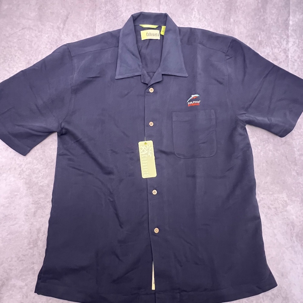 Cubavera Button Down Shirt Mens M Navy NEW Dolphin Stadium CM111 Short Sleeve